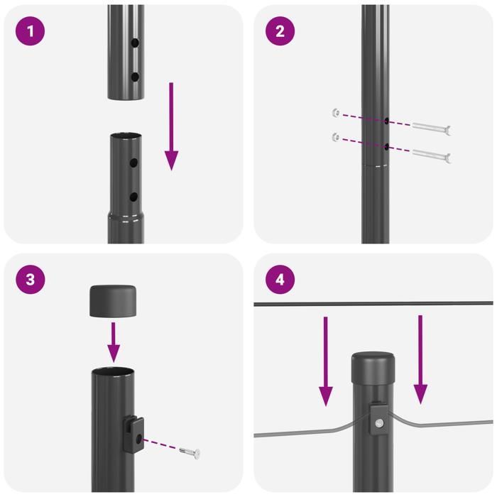 Postes para cercas VidaXL, 13 unidades, color gris, Ø32 mm, 200 cm, acero galvanizado, 42004215