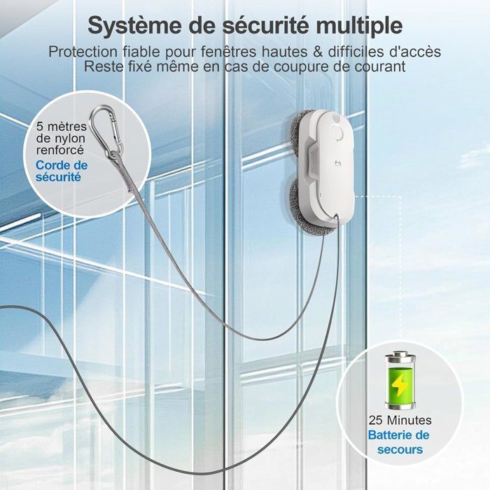 HUTT DDC56 Fensterputzroboter – Fensterputzroboter mit doppelter Wassersprühfunktion – Schutzsystem