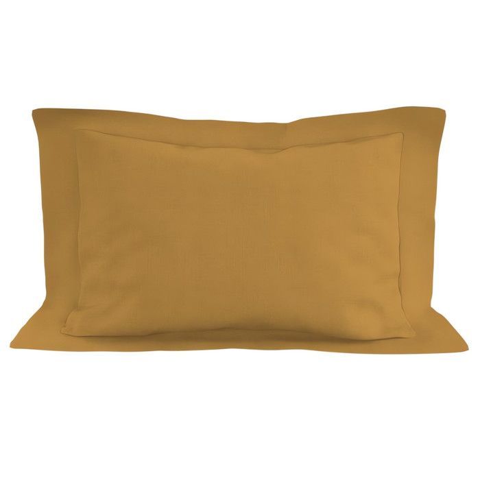 Funda de almohada de algodón, 57 hilos/cm², 50x70 cm, color mostaza liso, de Soleil d'ocre.