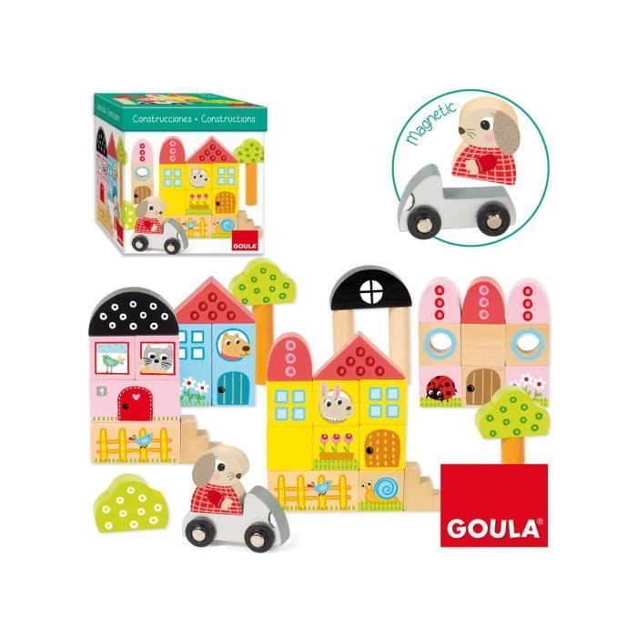 Jeu de construction - GOULA - 40 pièces - Inclus un lapin - Multicolore - Bois