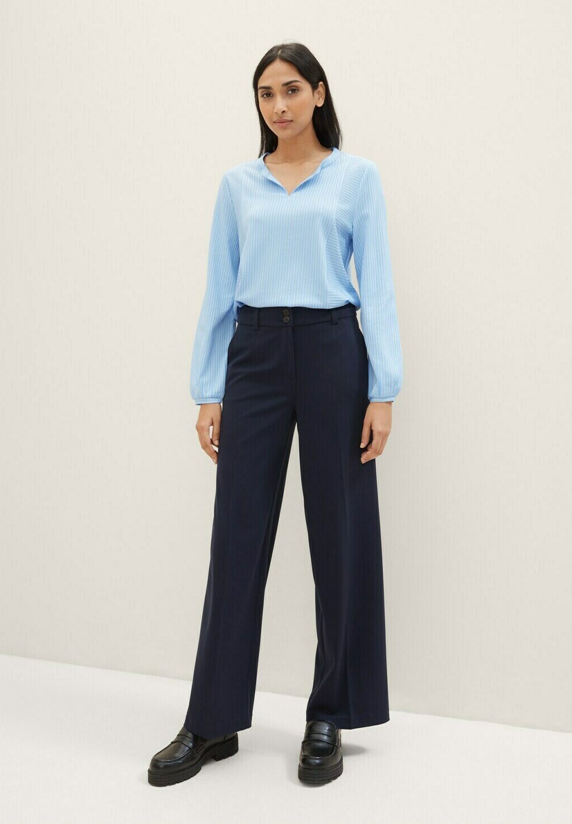 TOM TAILOR Blouse - blauw-wit dunne streep
