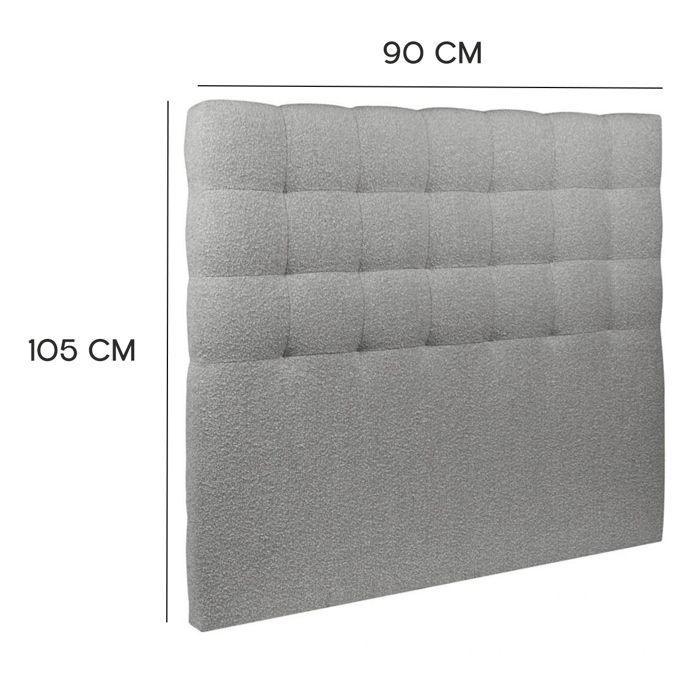 Tête de lit capitonnée VIEW en tissu haute qualité coloris gris - largeur 90 x longueur 105 cm