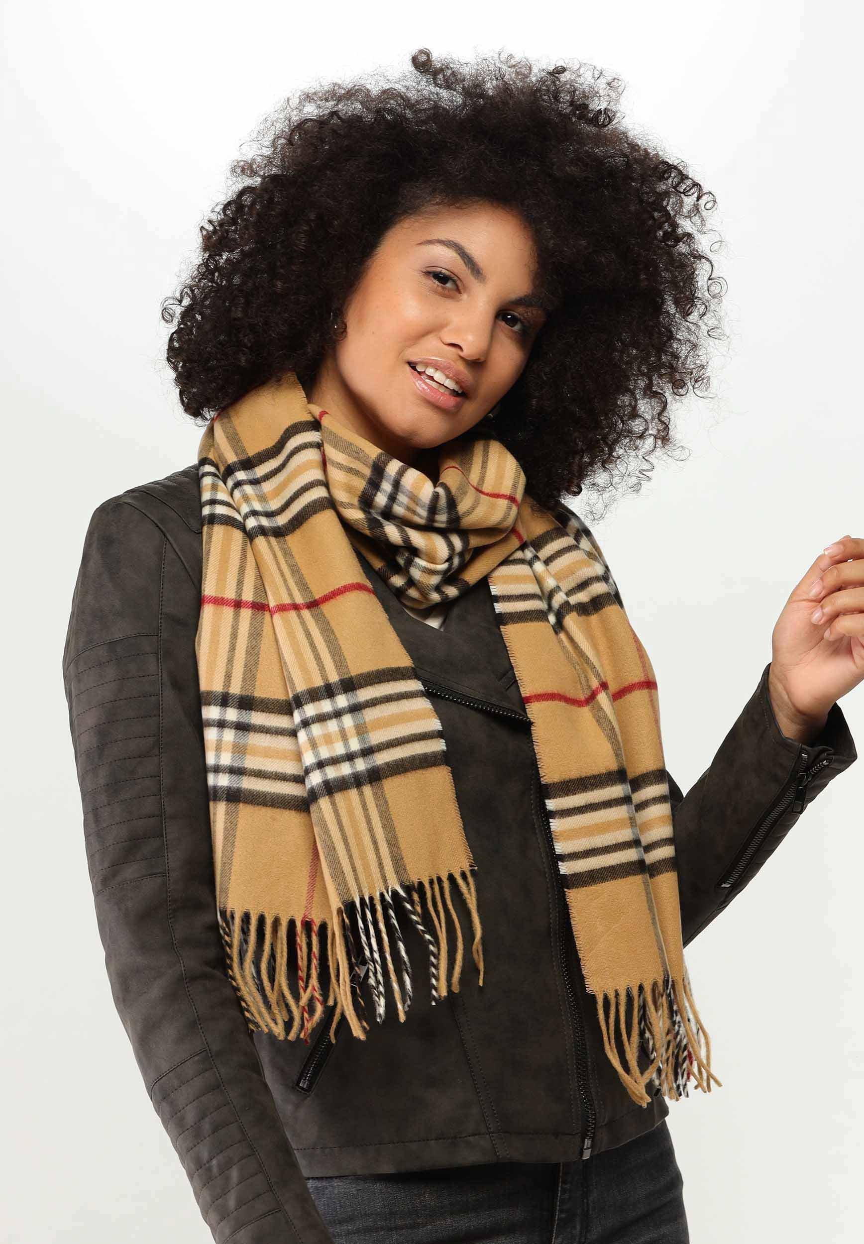 FRAAS PLAID CASHMINK - Écharpe - camel