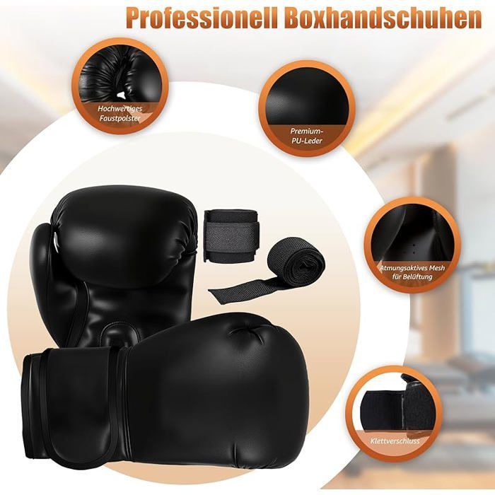 Saco de boxeo para adultos de 120 cm/4 pies con guantes de boxeo, vendas, cadena, gancho para techo y pelotas.