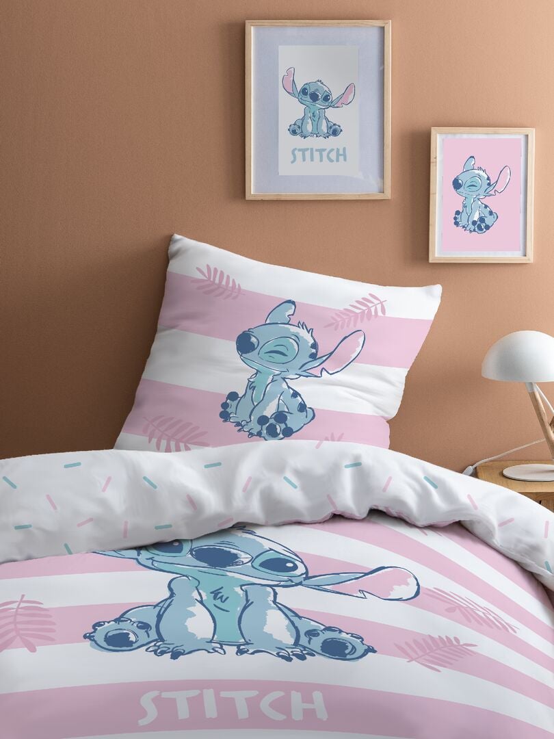 Juego de cama 'Stitch' - individual - rosa/azul