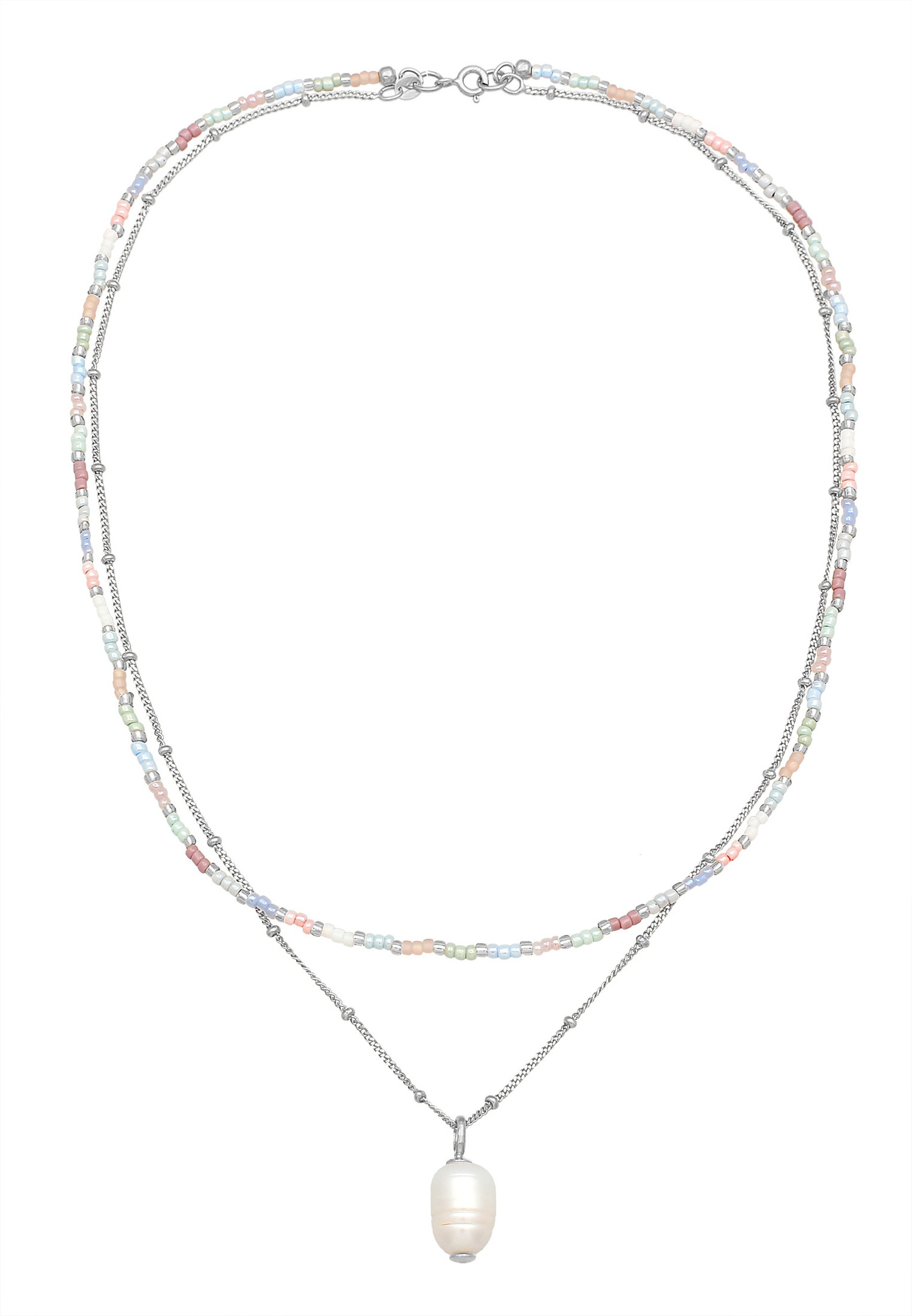 Elli Femmes Perles de verre Baroque Couches avec Perle de Culture d'Eau Douce en Argent Sterling 925