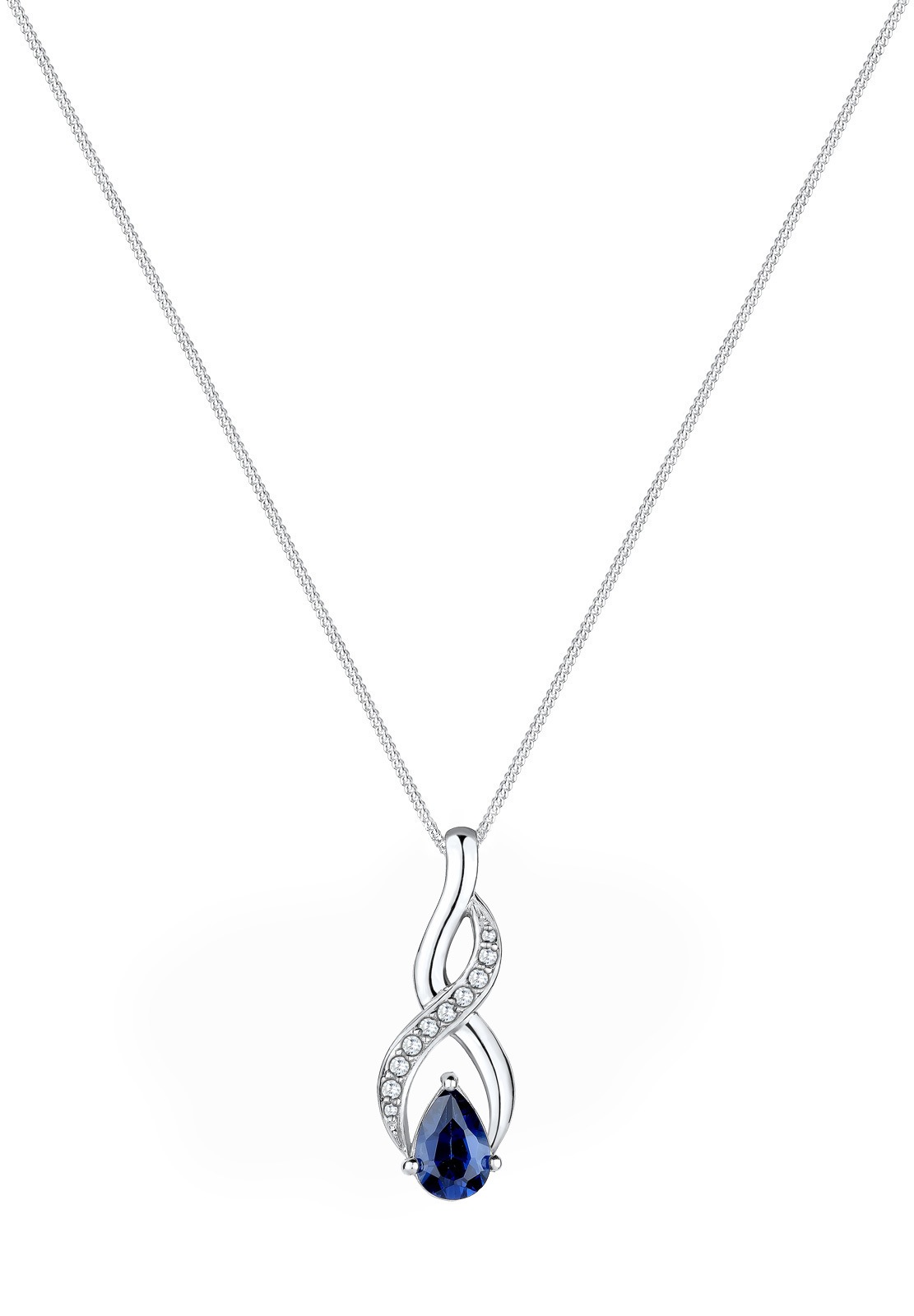 Elli Femme Symbole Infinité de Zircone et Saphir - (925/1000) Argent