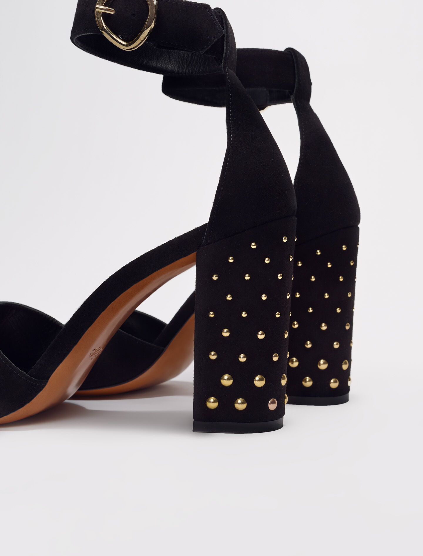 Zwarte fluwelen sandalen met hak - Zwart