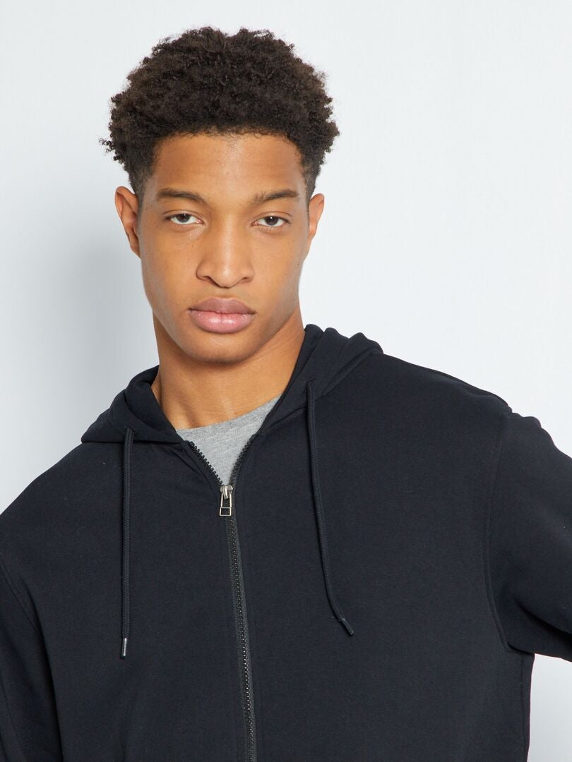Hoodie met rits + 190 cm - Zwart