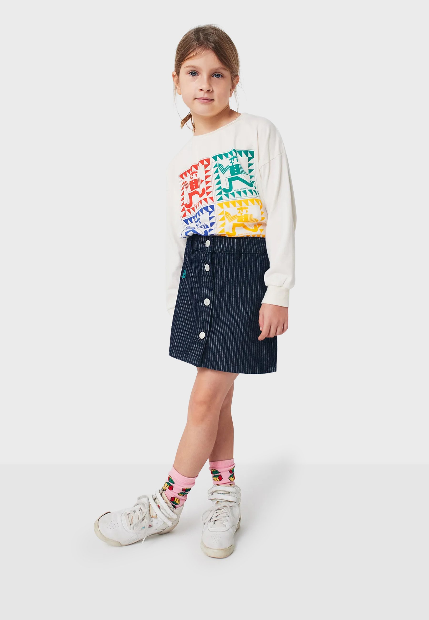 Bobo Choses LONG SLEEVE LENGHT RAINBOW MR PENCIL UNISEX - Top met lange mouwen - gebroken wit