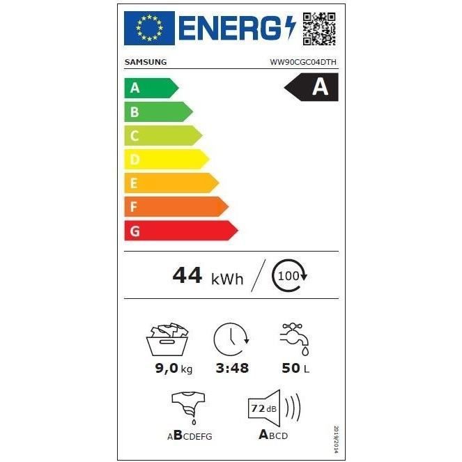 Lave-linge hublot SAMSUNG Ecobubble™ WW90CGC04DTH - 9 kg - Induction - L60cm - 1400 trs/min - Classe A - Connecté - Blanc