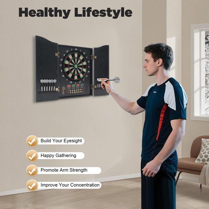 Elektronisch dartbord, 12 darts, professioneel dartbord, dartbord met 4 led-displays