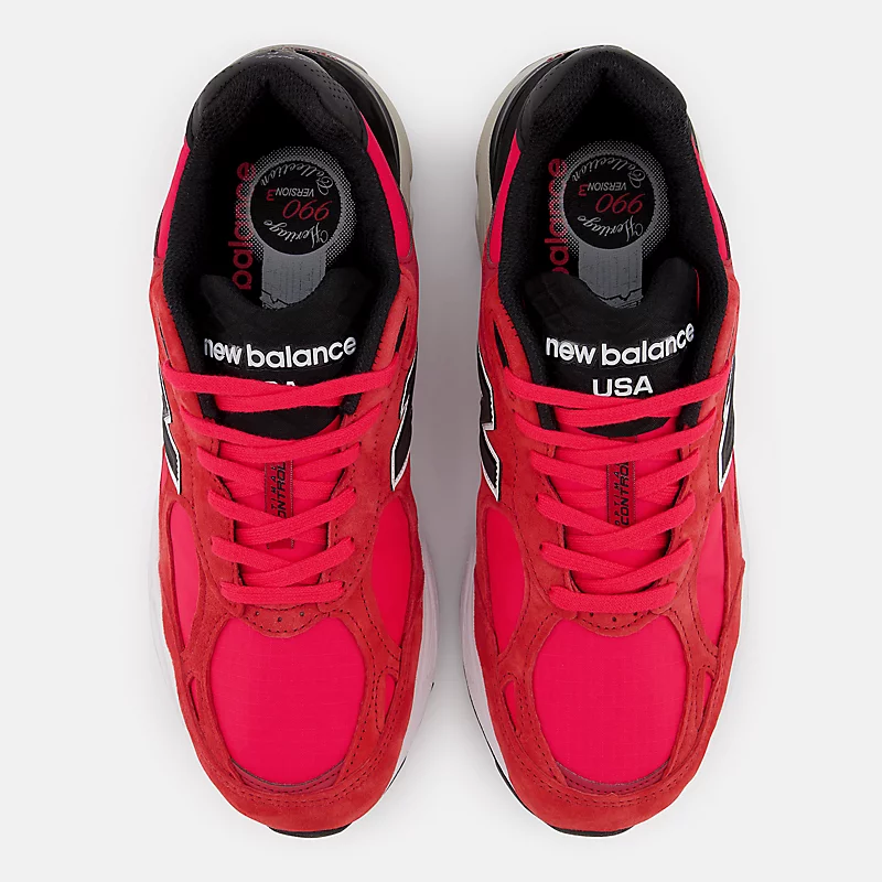 Męskie buty MADE in USA 990v3 – czerwone z czarnym