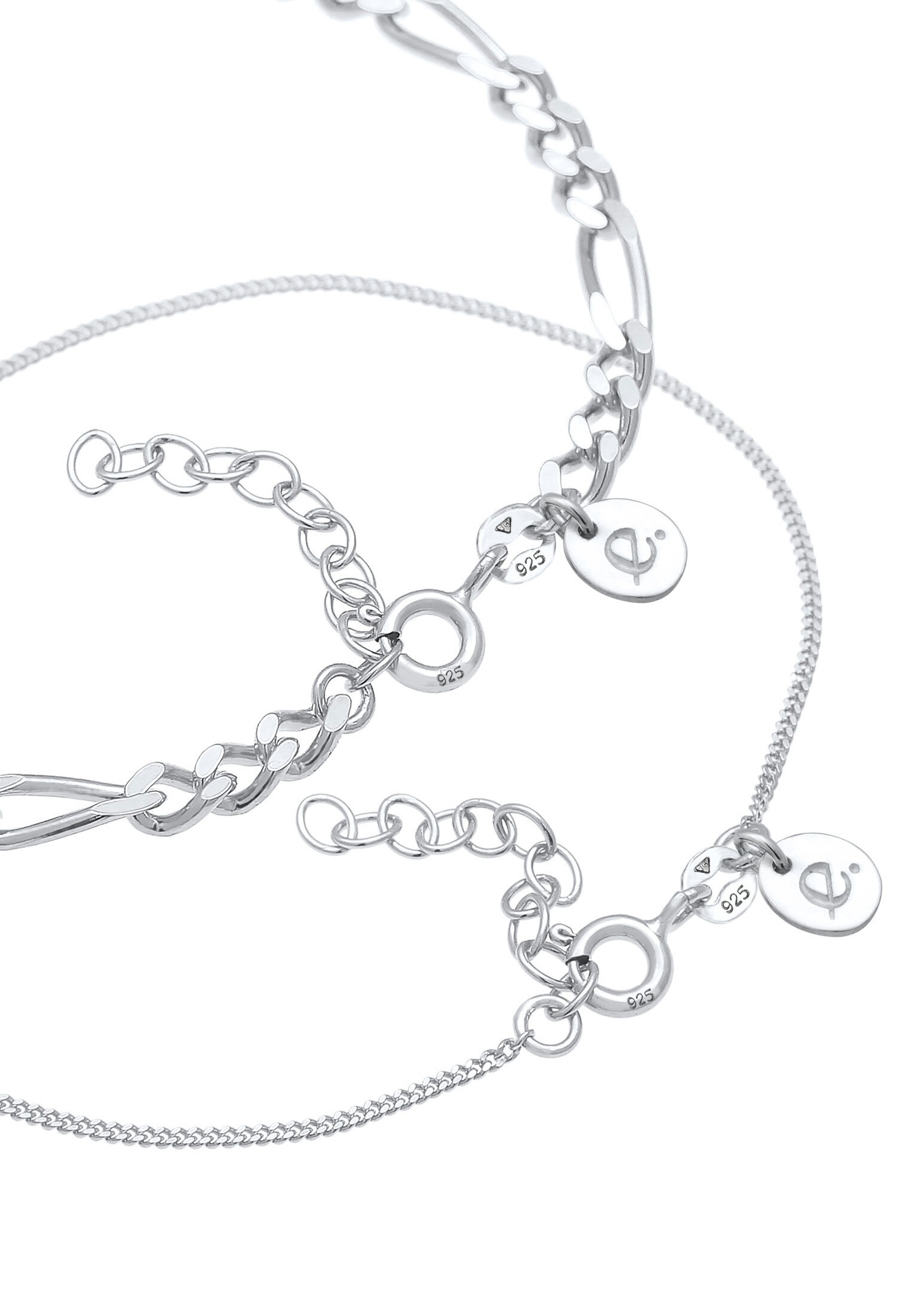 Elli PREMIUM Collier Figaro pour dames en chaîne de trottoir, ensemble de base minimal élégant en argent sterling 925