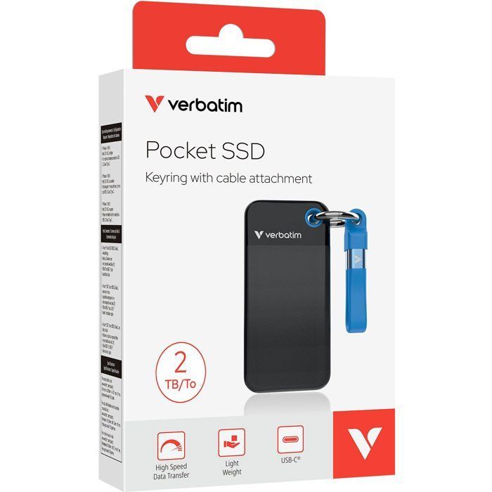 SSD esterno - VERBATIM - Pocket - 2 TB - Nero/Blu