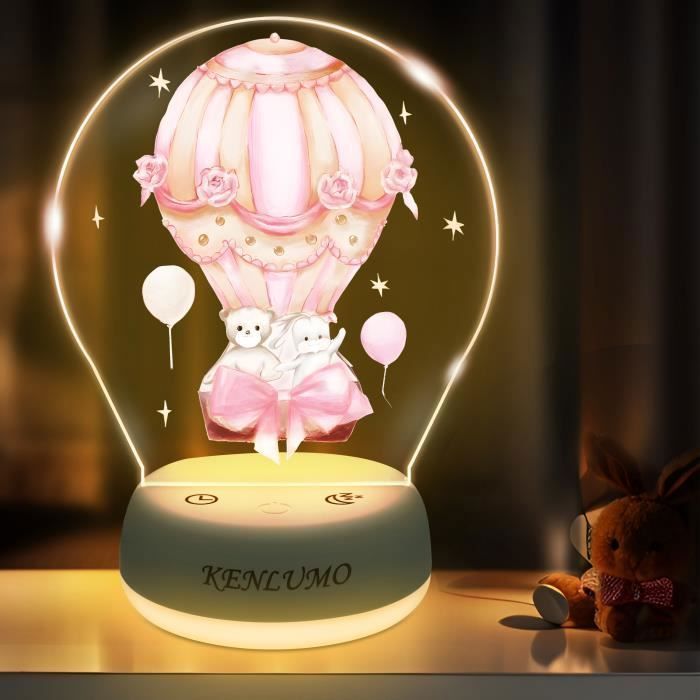 KENLUMO Lapin Veilleuse bébé Noël Enfant Cadeau Lumière blanche et chaude trois couleurs Ajuster la luminosité orner Lampe de