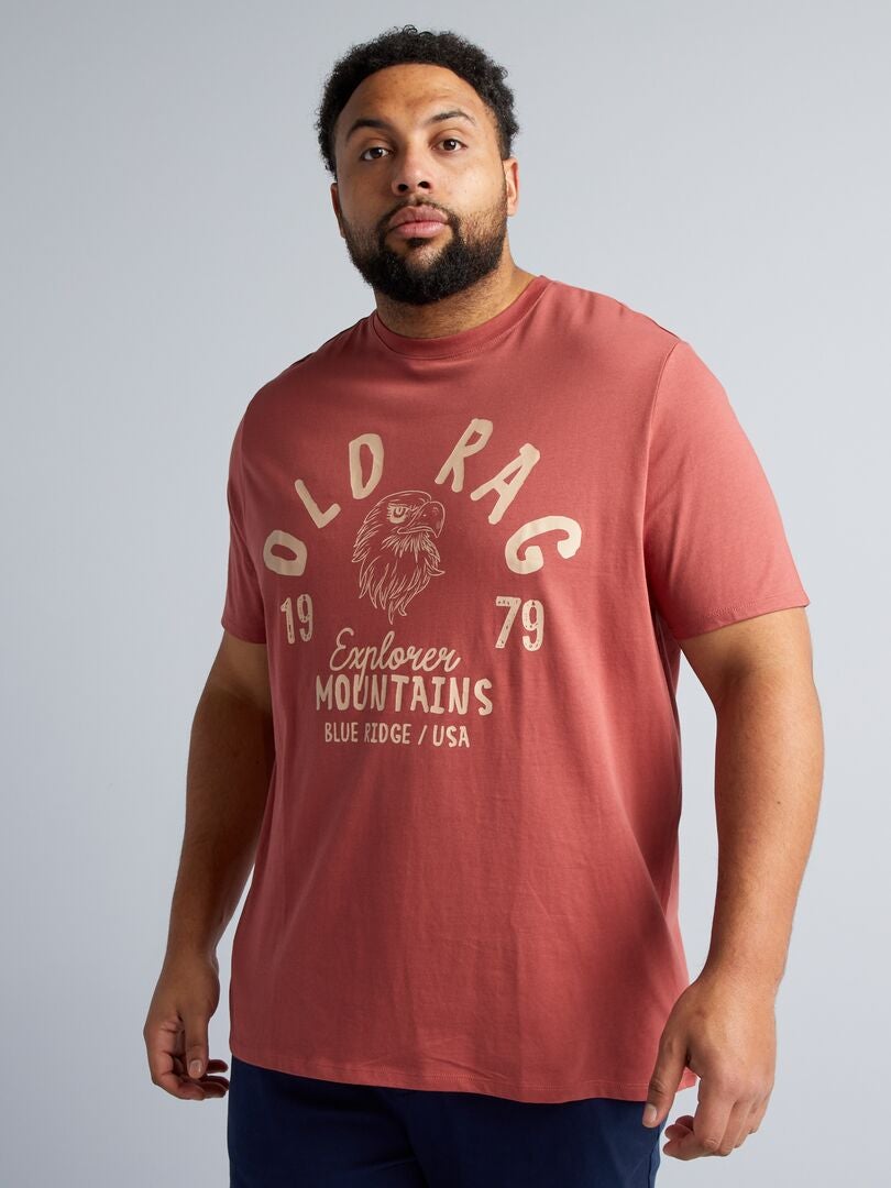Camiseta de malha com estampa frontal - MARROM