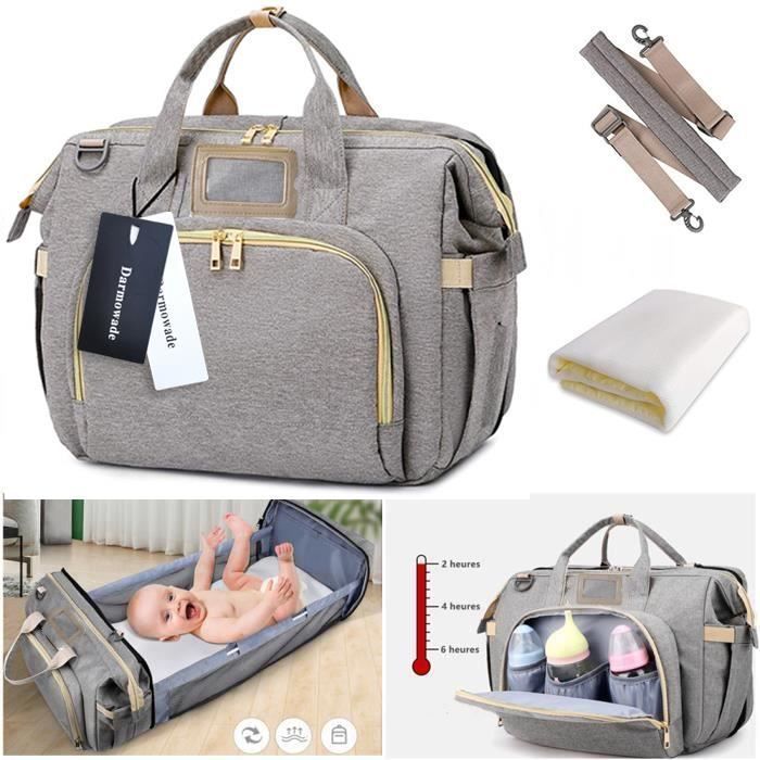 Baby Diaper Messenger Bag, Multifunctional Waterproof Baby Diaper Bag, Portable Travel Bag with Foldable Bed