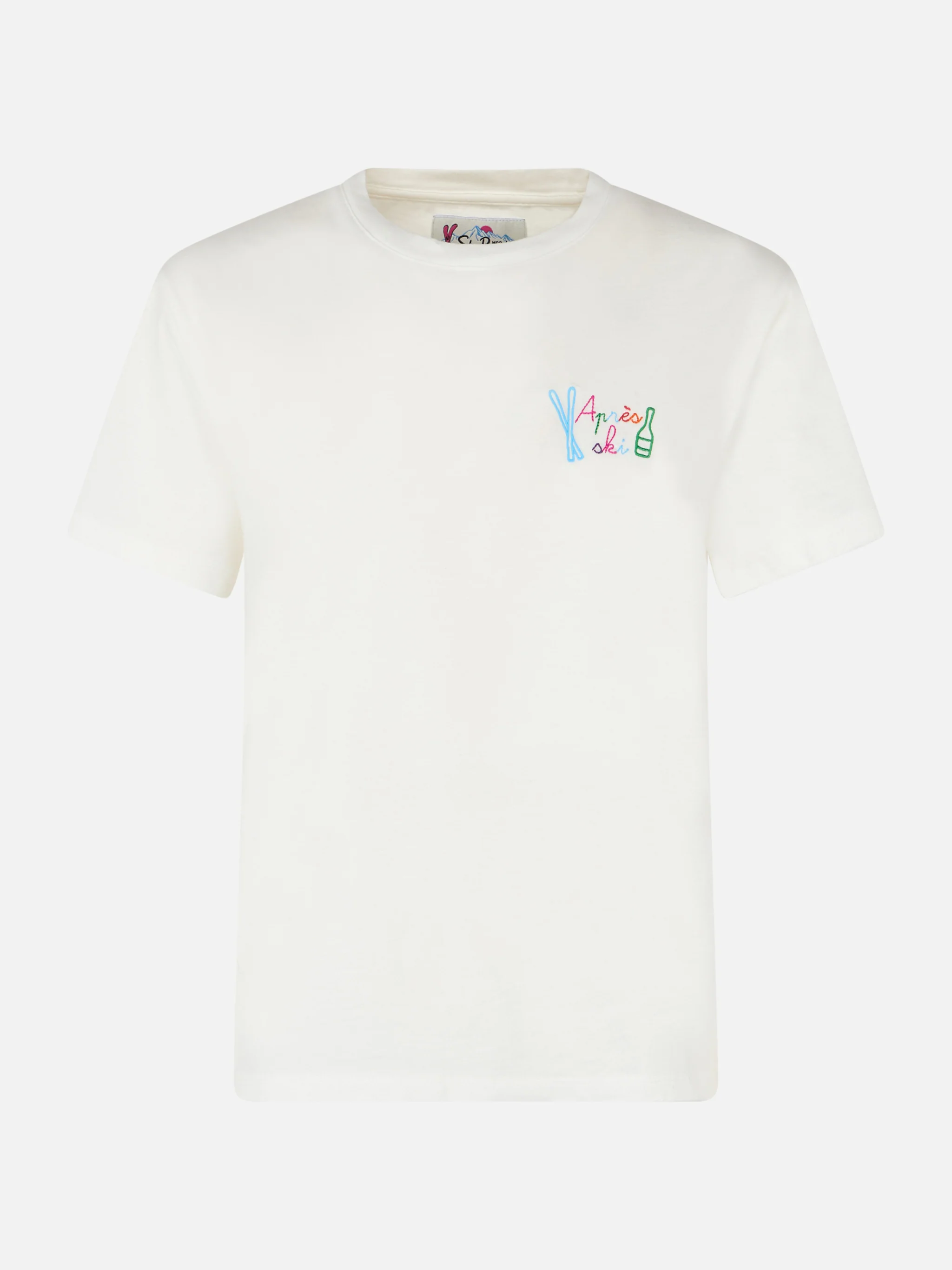 T-shirt bianca da donna Emilie con ricamo arcobaleno Apres Ski