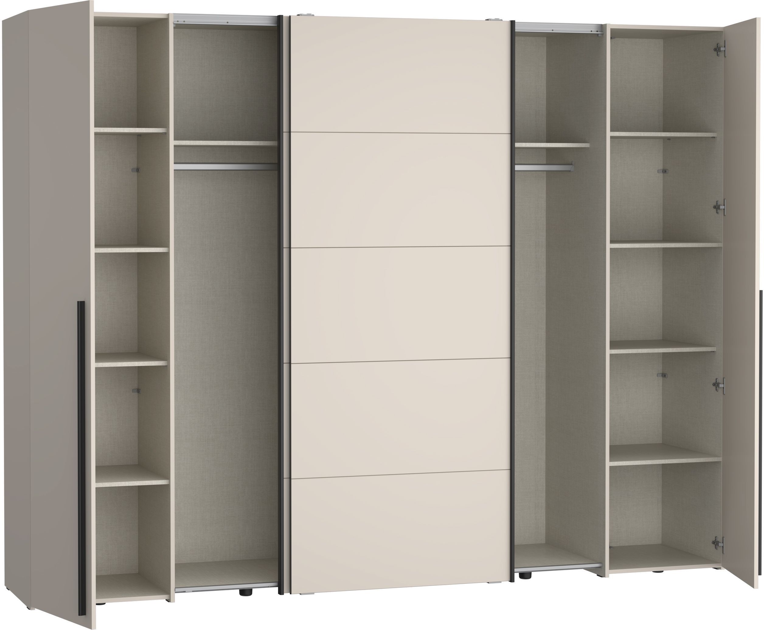 Armoire - Décor Sable- 2 portes battantes + 2 portes coulissantes -  L270 x P61 x H210cm - NARAGO