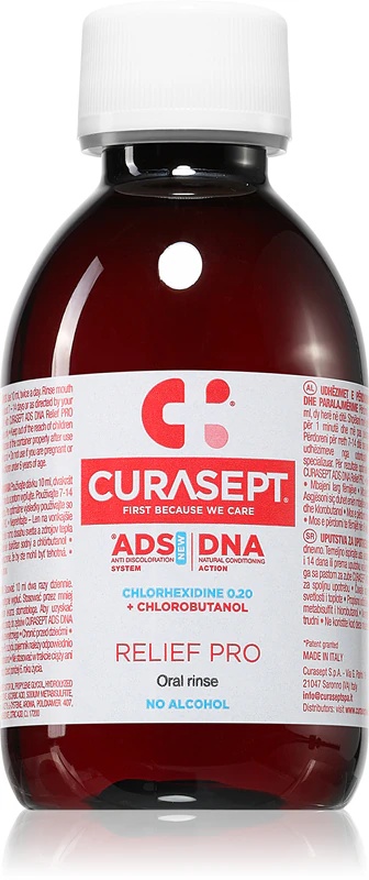 „Curasept ADS DNA Relief Pro“ burnos skalavimo skystis