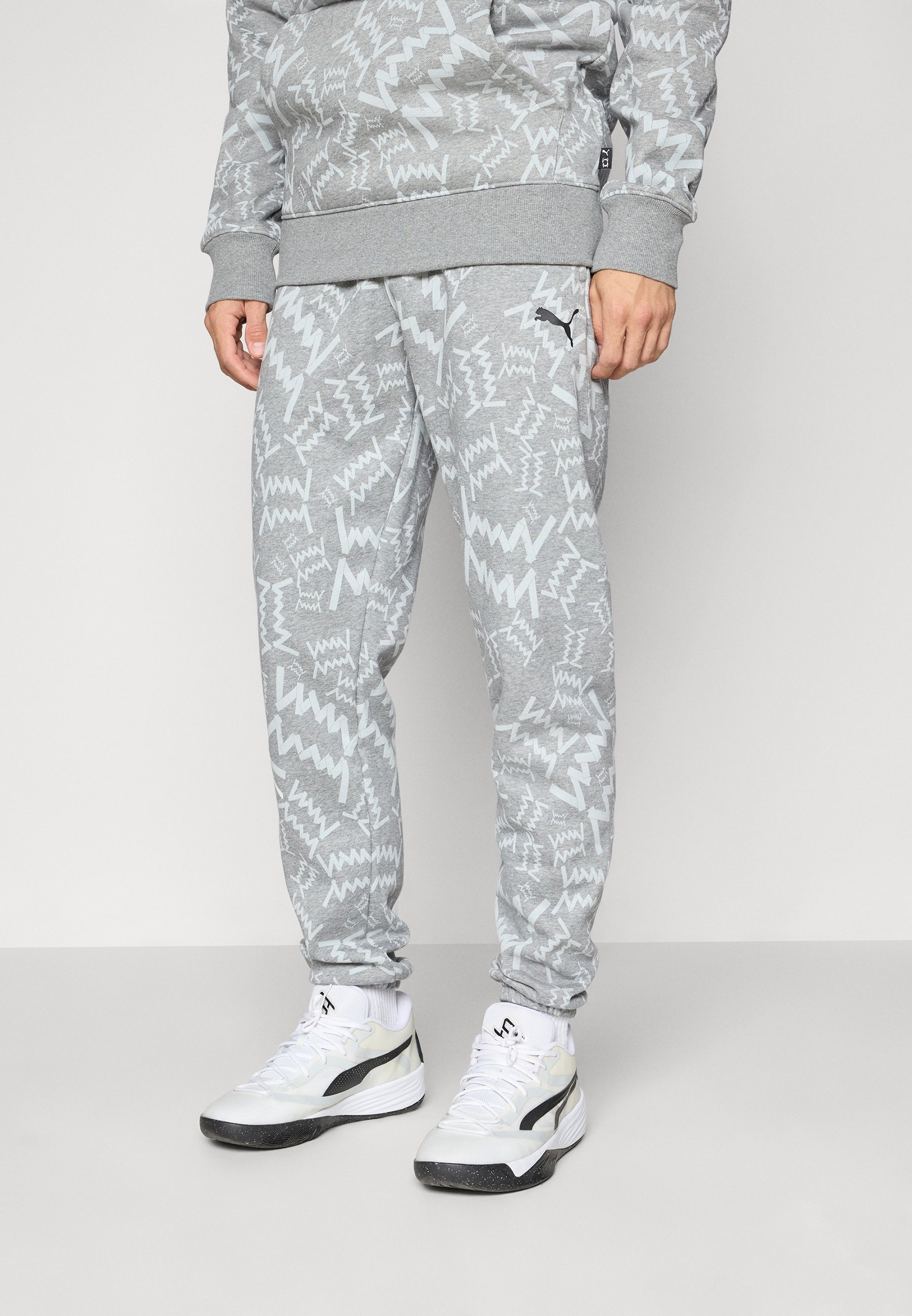 Puma TEAMJAWS POST GAME PANTS - Trainingsbroek - middengrijs gemêleerd