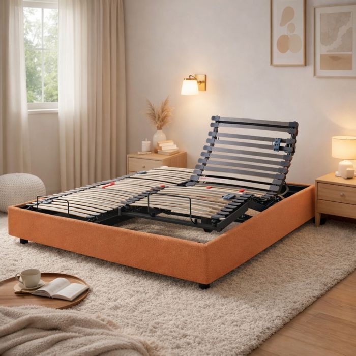 Elektrisch bed met 5 slaapstanden 2x70x190 cm Horizon Sienna Earth - Terracotta Rood - 5 jaar garantie - Someo