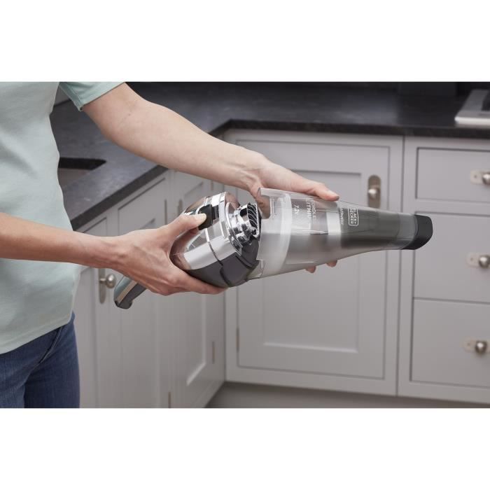 Aspiradora de mano inalámbrica BLACK+DECKER NVC220WC-QW Dustbuster, litio 7.2V, 15.5 Air Watts, 385 ml, gris metalizado