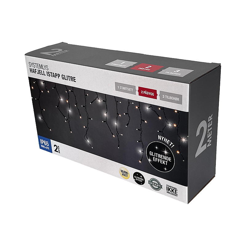 Home Icicle 100 LED 2 m, intermitente, montaje en superficie Hafjell