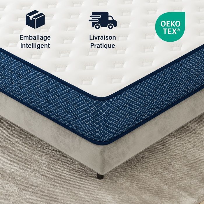 Matratze 120 x 190 cm, 26 cm dick, fest, 7 Komfortzonen mit adaptivem Memory-Schaum, wendbar, optimale Unterstützung, DEWINNER