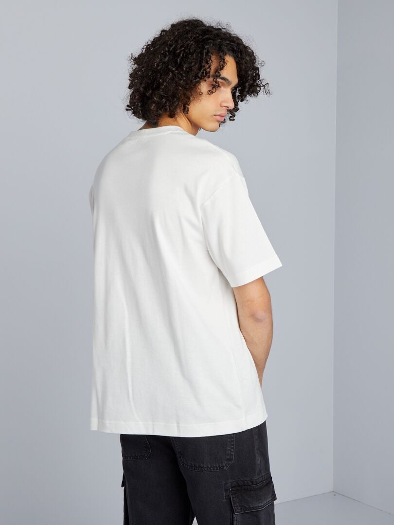Camiseta de algodón de cuello redondo - BLANCA