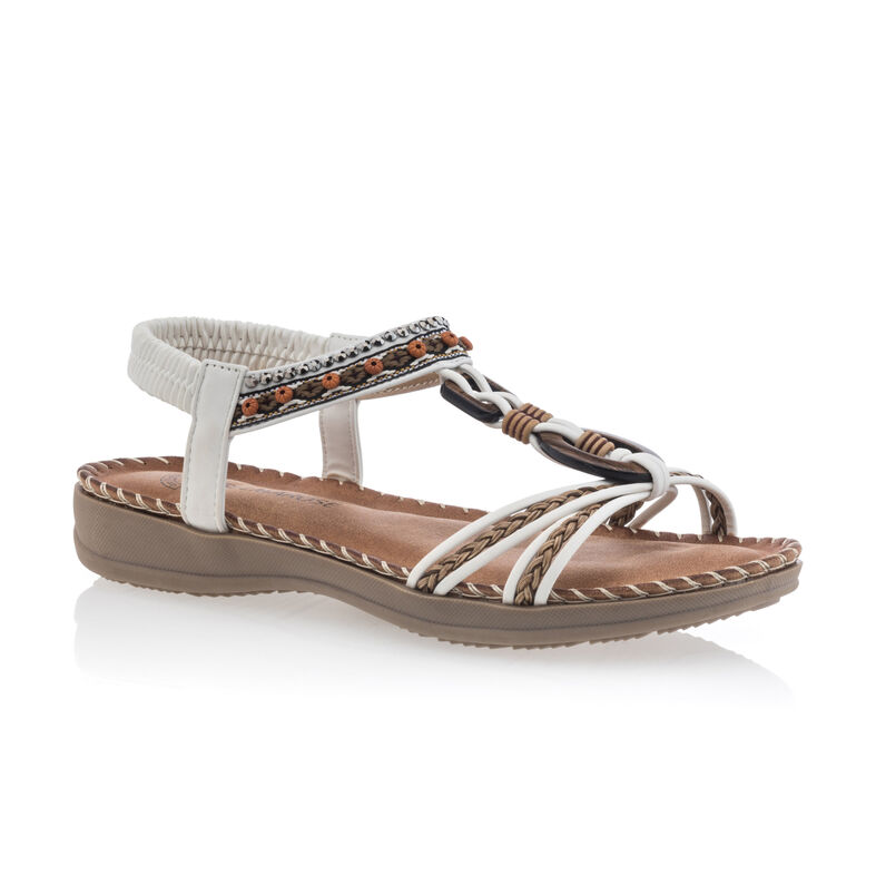 Weiße Damensandalen / Zehenfreie Schuhe