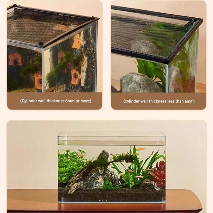 Couvercle d'aquarium - KZQ - 60 x 30 cm - Maille Filet Anti-Saut - Installation Facile - Transparent
