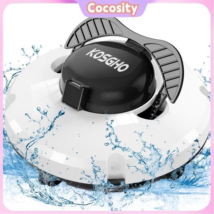 Cocosity Robot nettoyeur de piscine sans fil avec fonction de stationnement automatique à double moteur