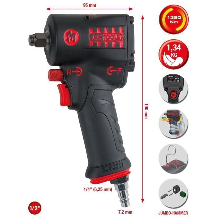 Llave de impacto neumática - KS TOOLS - miniMONSTER - 1390 Nm - 1/2