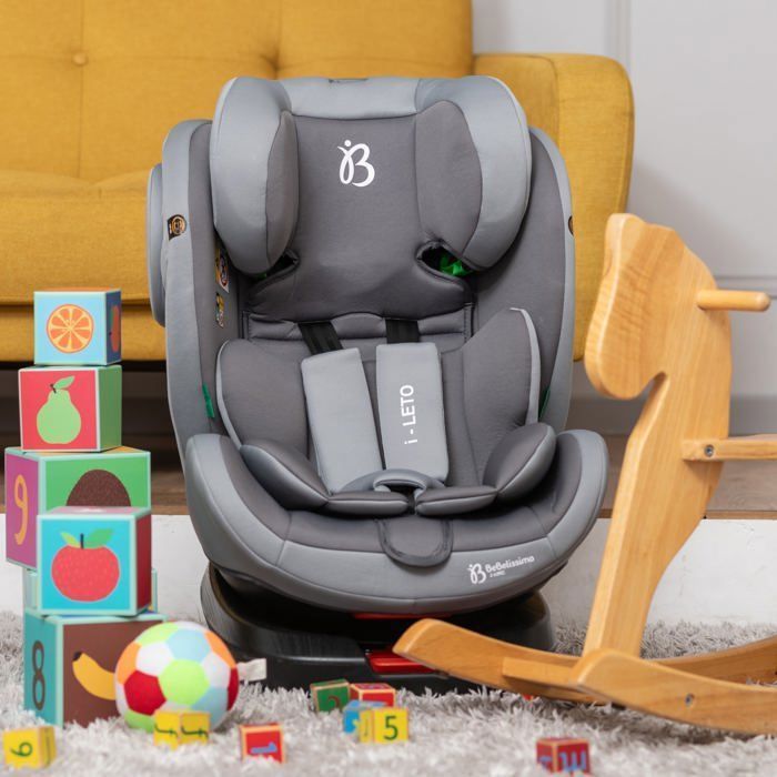 BEBELISSIMO - Seggiolino auto Isofix - Girevole a 360° - 40-150 cm - 0-36 kg - i-size EOLE - grigio