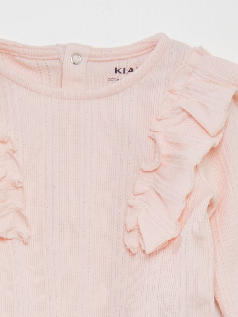 Bodysuit met Engelse borduursteek - ROZE