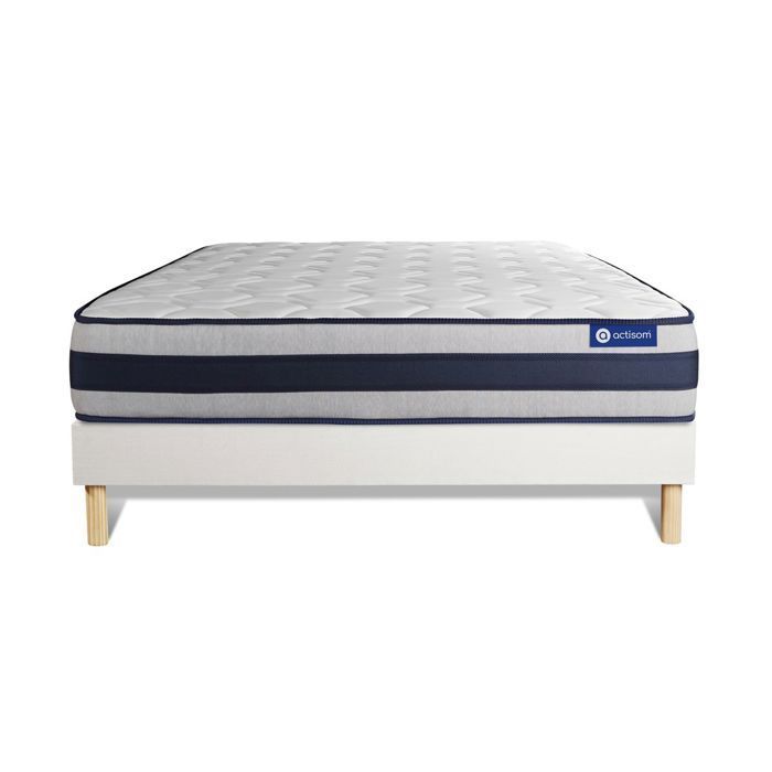 Conjunto de colchón y base de cama de 140x200 cm - Base de cama blanca (requiere montaje) - Actiflex Ergo