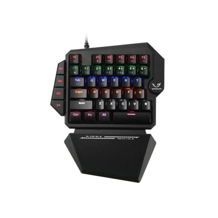 WE Gamium – Kabelgebundene mechanische Gaming-Tastatur, Einhandbedienung – 35 Tasten – 4 Makrotasten – Blaue Schalter – Hintergrundbeleuchtung