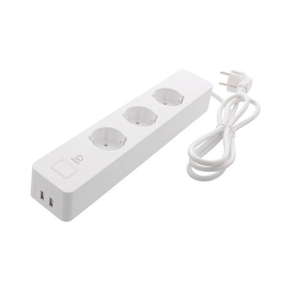 3-way power strip with 2 x USB