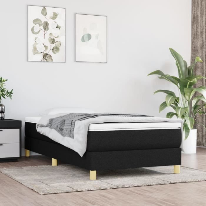 3120584 vidaXL Zwarte 90x200 cm stoffen bedbodem met veren