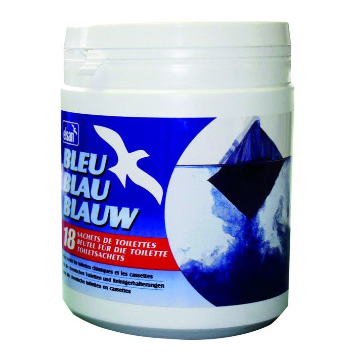 ELSAN 18 sobres azules predosificados, aditivo sanitario soluble para camping.