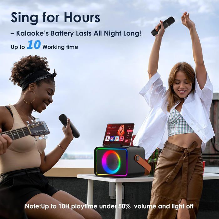 Máquina de karaoke con 2 micrófonos para adultos y niños, altavoz de karaoke Bluetooth portátil para adultos y niños.
