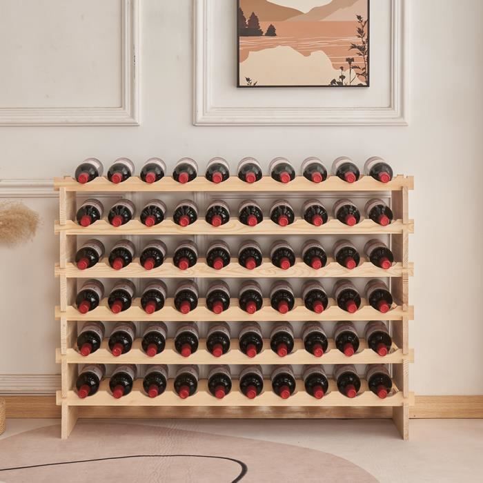 Botellero - B.LIVEM - Soporte de madera para botellas - 110*30*80,5 cm - Estilo vintage - Cocina