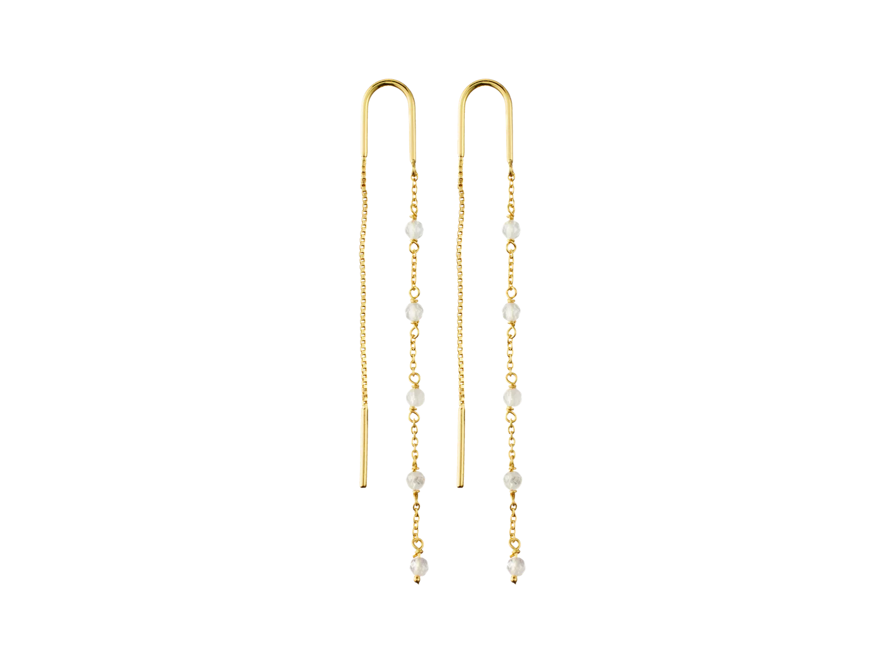 Pendientes de cadena con piedra de cuarzo rosa chapados en oro