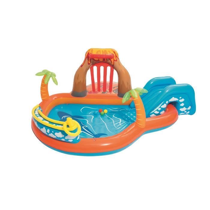 Aire de jeux aquatiques - BESTWAY - Lagoon - Toboggan, coussin et jet d'eau - 265x265x104 cm