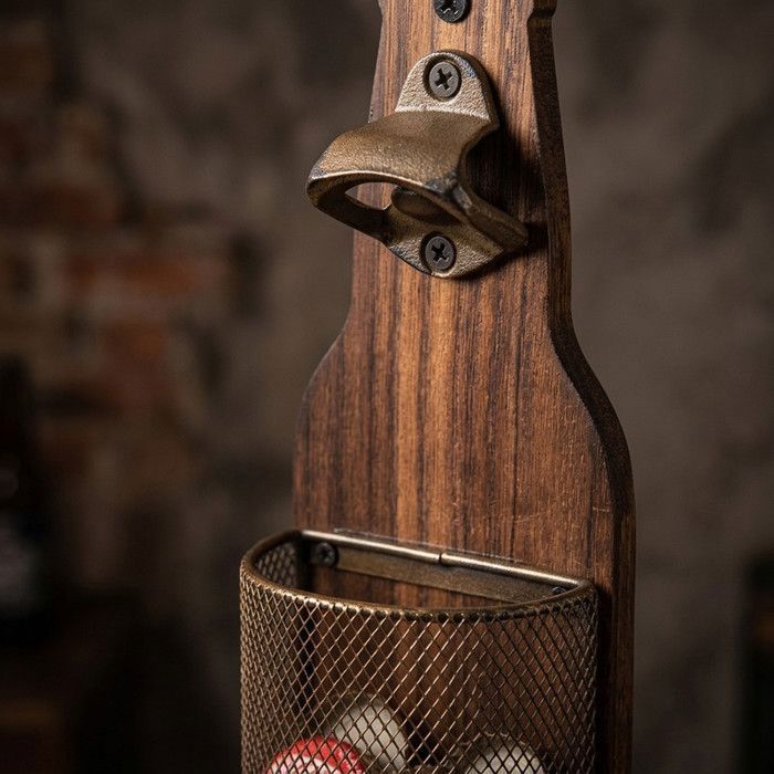 Vintage-Flaschenöffner zur Wandmontage mit Aufbewahrungskorb, kreativer Flaschenöffner, Dekoration für Küchentheke oder Bar