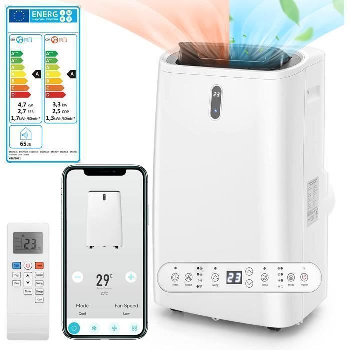 Climatiseur Mobile 16000BTU - RELAX4LIFE- 5 en 1 - Climatiseur Portable 4700W R290 - 35-40m2 - Mode Nuit - Classe énergétique A
