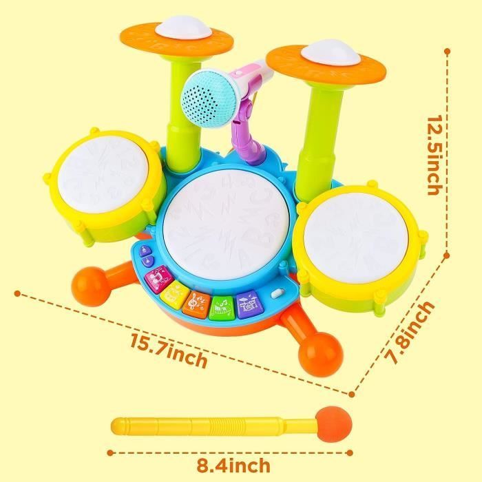 Baby Drum, Percussion Set for Beginners, Sound and Light Effects Making this Children's Drum Kit Instrument