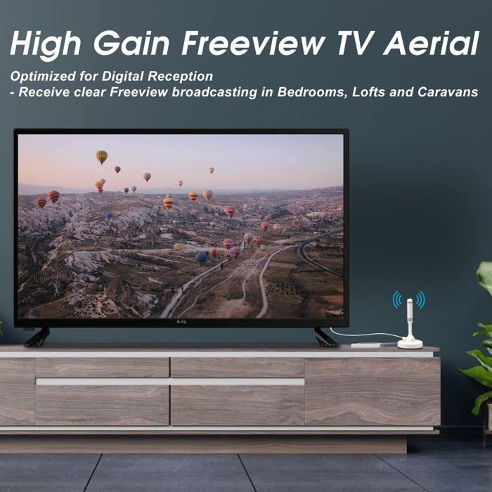 DTA240 - Powerful Indoor TV Antenna, Portable HD Digital Terrestrial Television Antenna with Magnetic Base for Improved Reception on TV, Digital Terrestrial Radio Decoder